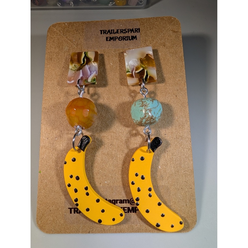 Trailerspark Emporium Banana Drop Earrings Yellow Nickel Free Kitschy Eclectic